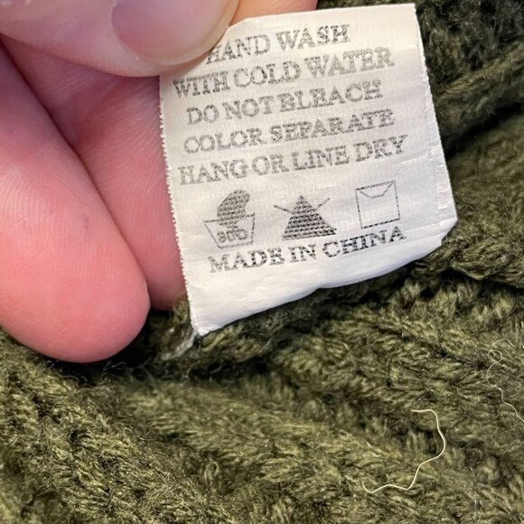 Dreamers Womens Forest Nature Chunky Cable Knit Sweater Sz M Olive Cardigan Cozy - Picture 12 of 13